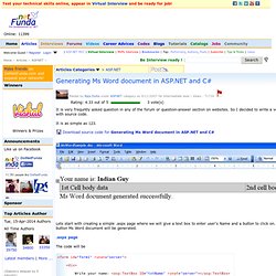 Generating Ms Word document in ASP.NET and C#