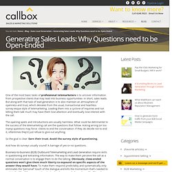 Generating Sales Leads: Why Questions need to be Open-Ended