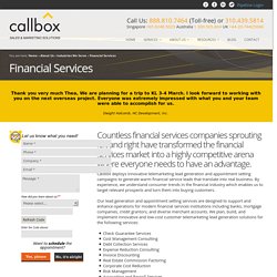 Financial Services Lead Generation and Appointment Setting
