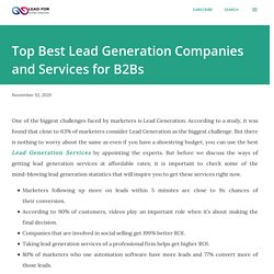 Top Best Lead Generation Companies and Services for B2Bs