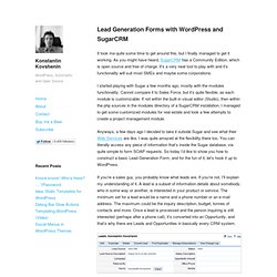 Lead Generation Forms with WordPress and SugarCRM
