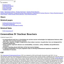 Generation IV Nuclear Reactors: WNA