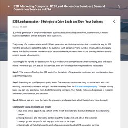 B2B Lead generation - Strategies to Drive Leads and Grow Your Business