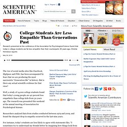 College Students Are Less Empathic Than Generations Past: Scientific American Podcast