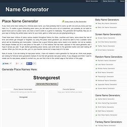 Place Name Generator - Generate Fantasy City, Country and Town Names!