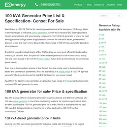 100 kVA Generator Price List In India- Get Detail Inquiry