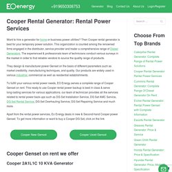 Cooper Rental Generator Price & Specification: Get Enquiry