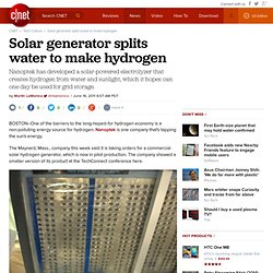 Solar generator splits water to make hydrogen