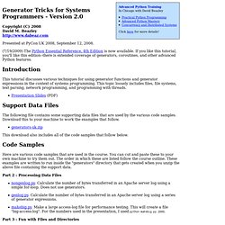 Generator Tricks for Systems Programmers - Version 2.0