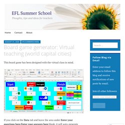 Board game generator: Virtual teaching (world capital cities) – EFL Summer School