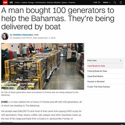 A man bought 100 generators to help the Bahamas. They're being delivered by boat