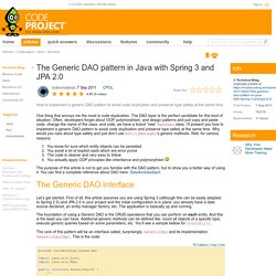 The Generic DAO pattern in Java with Spring 3 and JPA 2.0
