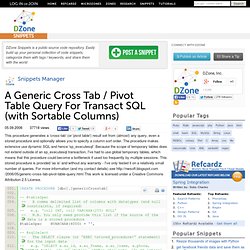 A generic cross tab / pivot table query for Transact SQL (with sortable columns) [sql] [sql_server] [sql-server] [SQLServer]