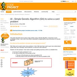 AI - Simple Genetic Algorithm (GA) to solve a card problem