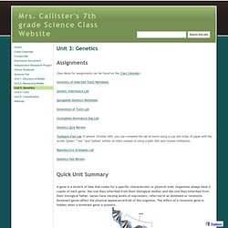 Unit 3: Genetics - Mrs. Callister's 7th grade Science Class Website - (Private Browsing)