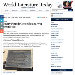 Poetry Found: Genocide and War Memorials