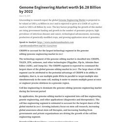 Genome Engineering Market worth $6.28 Billion by 2022