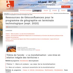Ressources de Géoconfluences pour le programme de géographie en terminale technologique (sept. 2020)