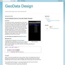 GeoData Design: Android Multi-Column List with Static Header