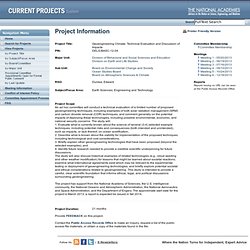 Project: Geoengineering Climate: Technical Evaluation and Discussion of Impacts