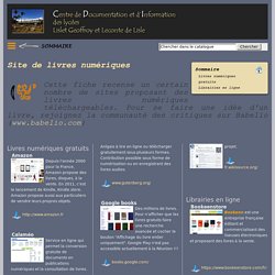 Site du CDI des lycées Lislet Geoffroy et Leconte de Lisle - île de la Réunion : Site de livres numériques