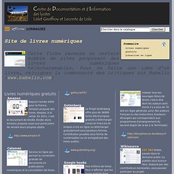 Site du CDI des lycées Lislet Geoffroy et Leconte de Lisle - île de la Réunion : Site de livres numériques