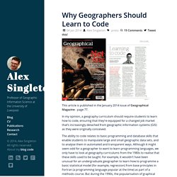 Why Geographers Should Learn to Code · Alex Singleton
