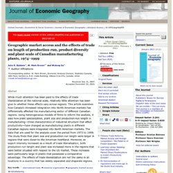Geographic market access and the effects of trade on length of production run, product diversity and plant scale of Canadian manufacturing plants, 1974–1999