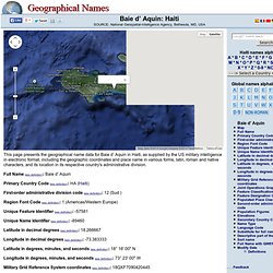 Baie d’ Aquin, Haiti - Geographical Names, map, geographic coordinates
