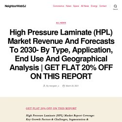 High Pressure Laminate (HPL) Market Revenue And Forecasts To 2030- By Type, Application, End Use And Geographical Analysis