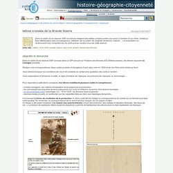 histoire-géographie-citoyenneté - lettres croisées de la Grande Guerre