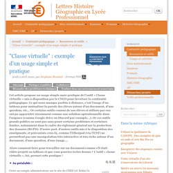 "Classe virtuelle" : exemple d'un usage simple et pratique - Lettres Histoire Géographie en Lycée Professionnel