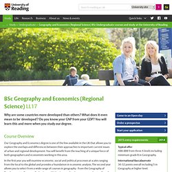 Geography and Economics (Regional Science) BSc Undergraduate courses and study at the University of Reading