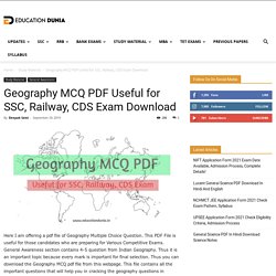 Geography MCQ PDF Useful For SSC, Railway, CDS Exam Download
