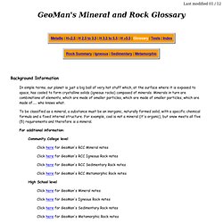 GeoMan's Mineral and Rock Glossary