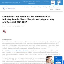 Geomembranes Manufacturer Market: Global Industry Trends, Share, Size, Growth, Opportunity and Forecast 2021-2027
