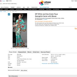 Off White and Sea Green Faux Georgette Saree with Blouse Online Shopping: SBM1745B