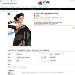 Black Faux Chiffon Saree with Blouse Online Shopping: SLSTS1930A