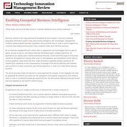 Enabling Geospatial Business Intelligence