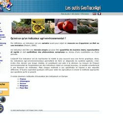 GEOTRACEAGRI - Qu'est-ce qu'un indicateur agri-environnemental ?