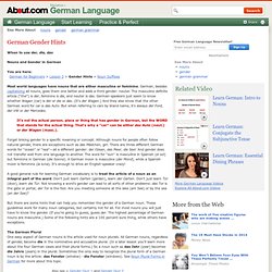 German Gender Hints - Noun Gender in German