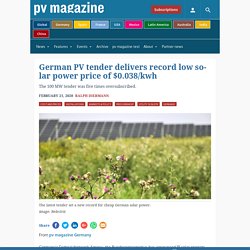 German PV tender delivers record low solar power price of $0.038/kwh
