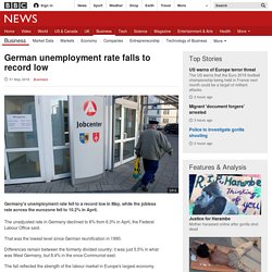 German unemployment rate falls to record low
