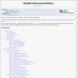 GeSHi Documentation 1.0.8.2