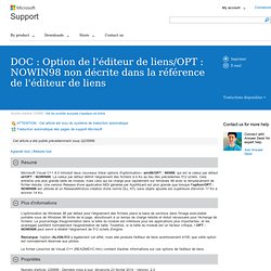 DOC : OPT : NOWIN98 Gestionnaire option pas de description de référence d'éditeur de liens