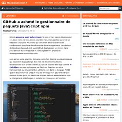 GitHub a acheté le gestionnaire de paquets JavaScript npm