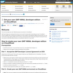 Get your own SAP HANA, developer edition on Clo