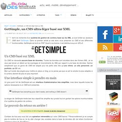 GetSimple, un CMS ultra-léger basé sur XML