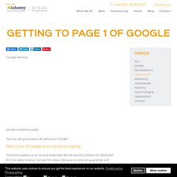 Getting to page 1 of Google