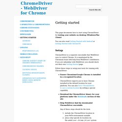 Getting started - ChromeDriver - WebDriver for Chrome